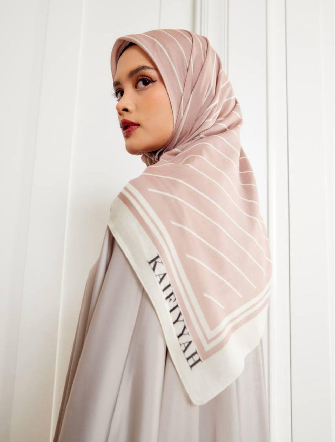 Scarf Printed 48" Stripes Nude