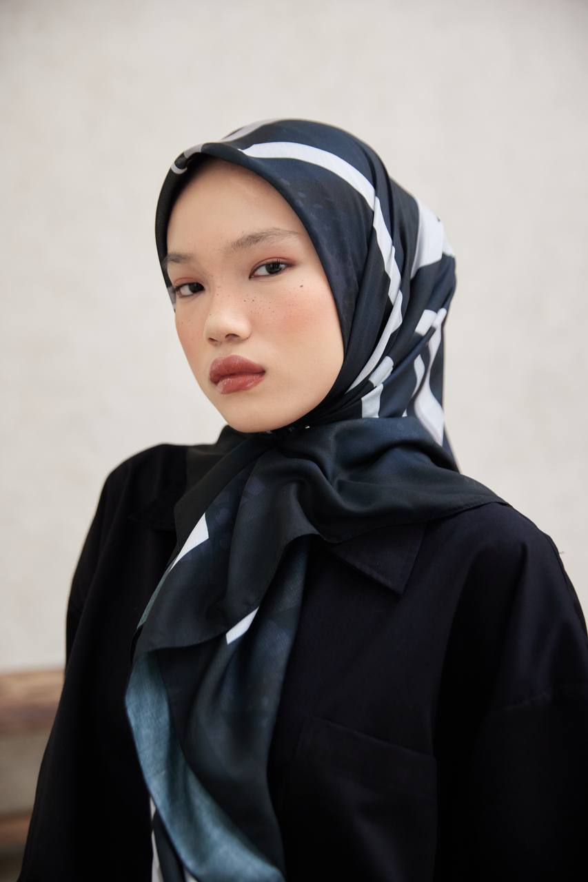 Scarf Printed 48" Abstract Black
