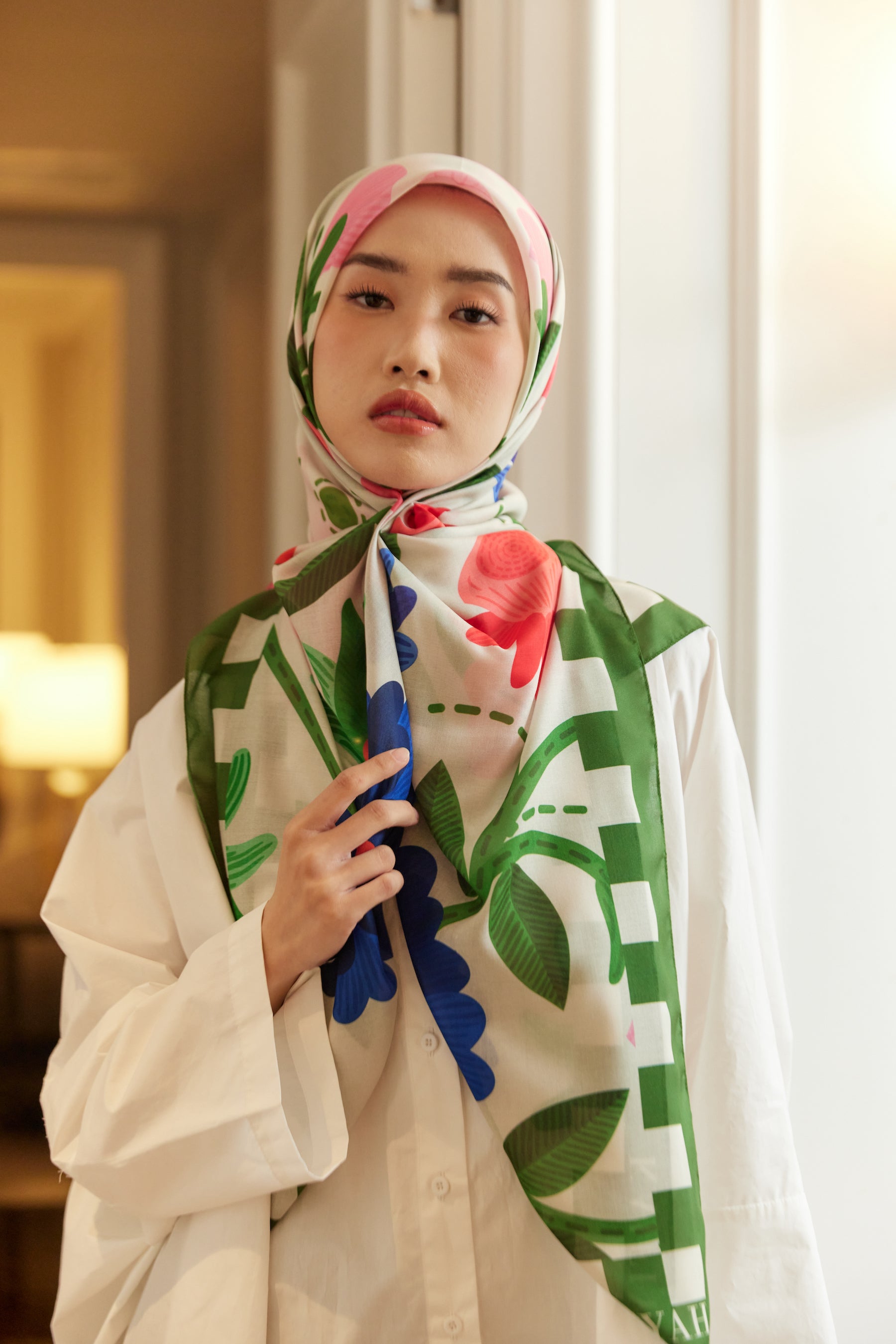 Scarf Printed 48" Garden Green