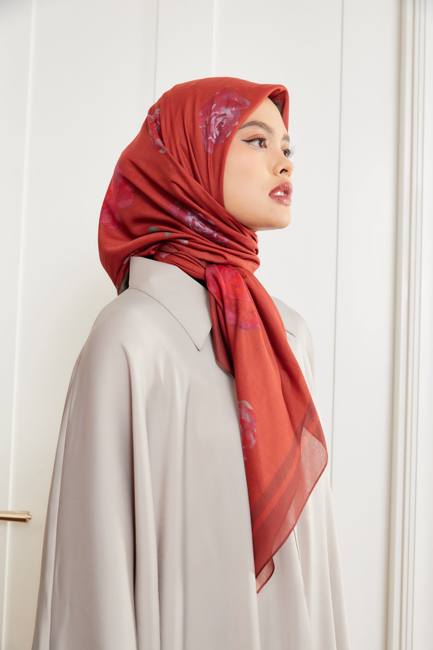 Scarf Printed 48" Rose Red
