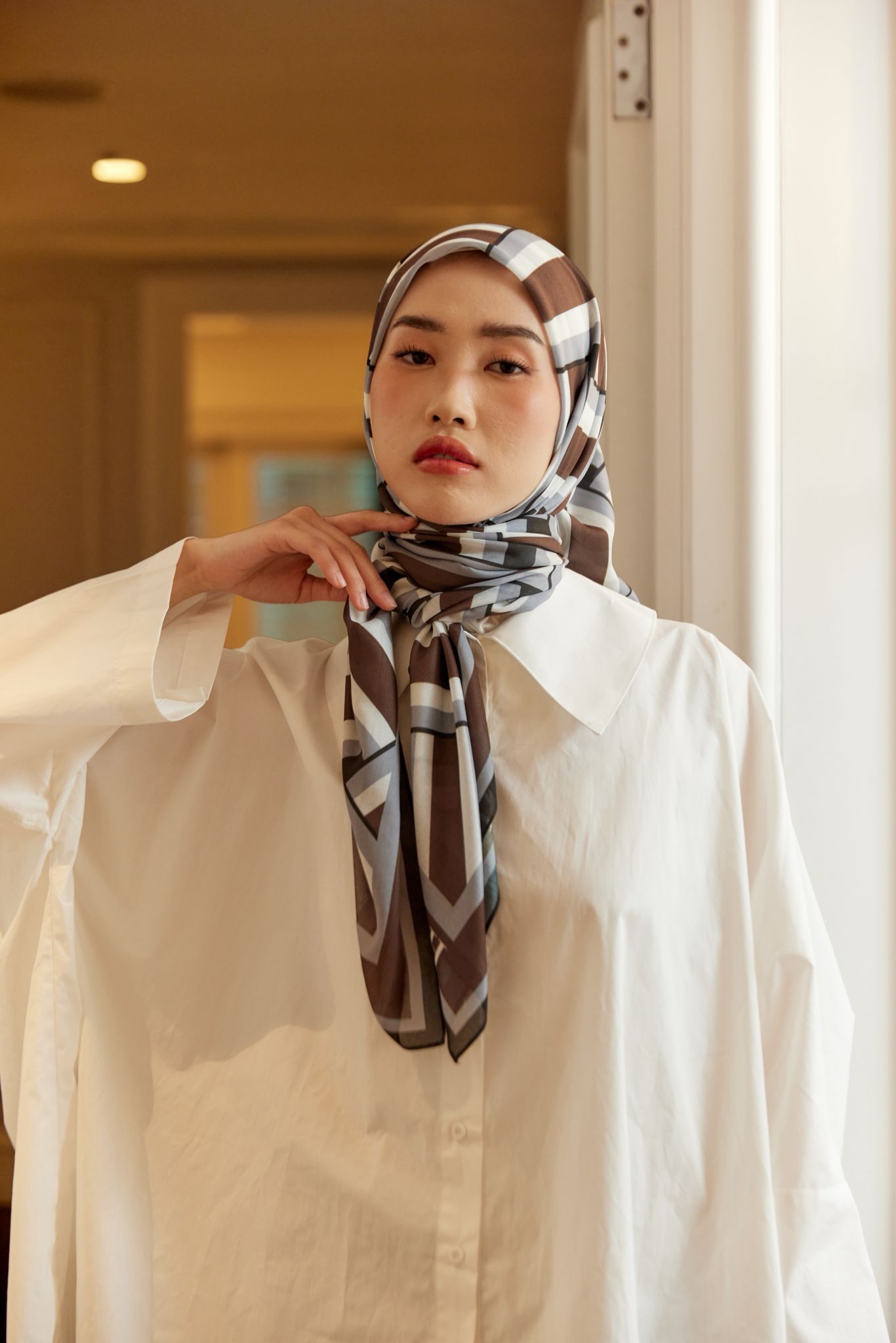 Scarf Printed 48" Weaves Brown