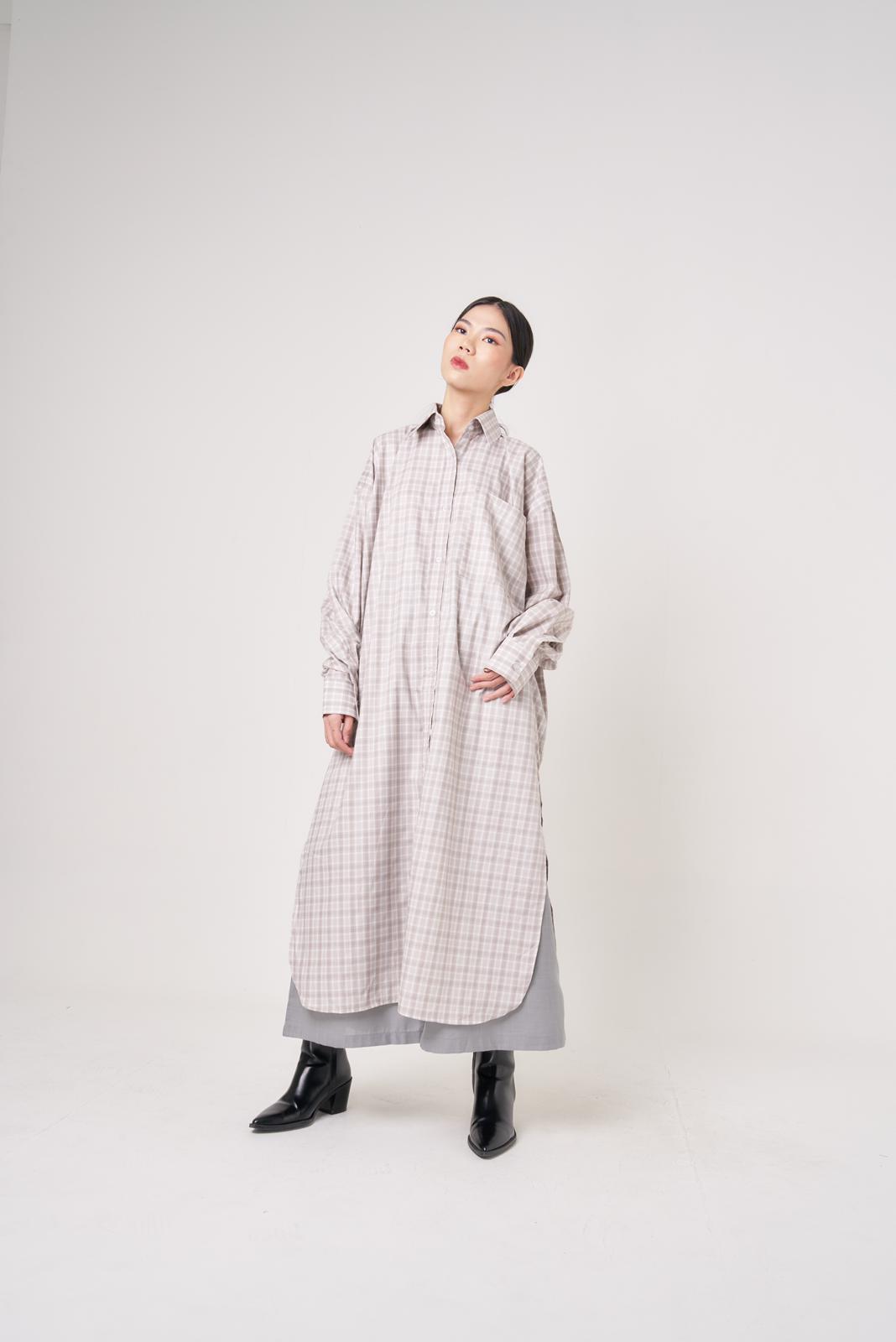 Shirt Dress Eva Checks Light Grey